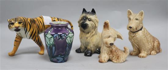 A Minton vase, Beswick tiger etc